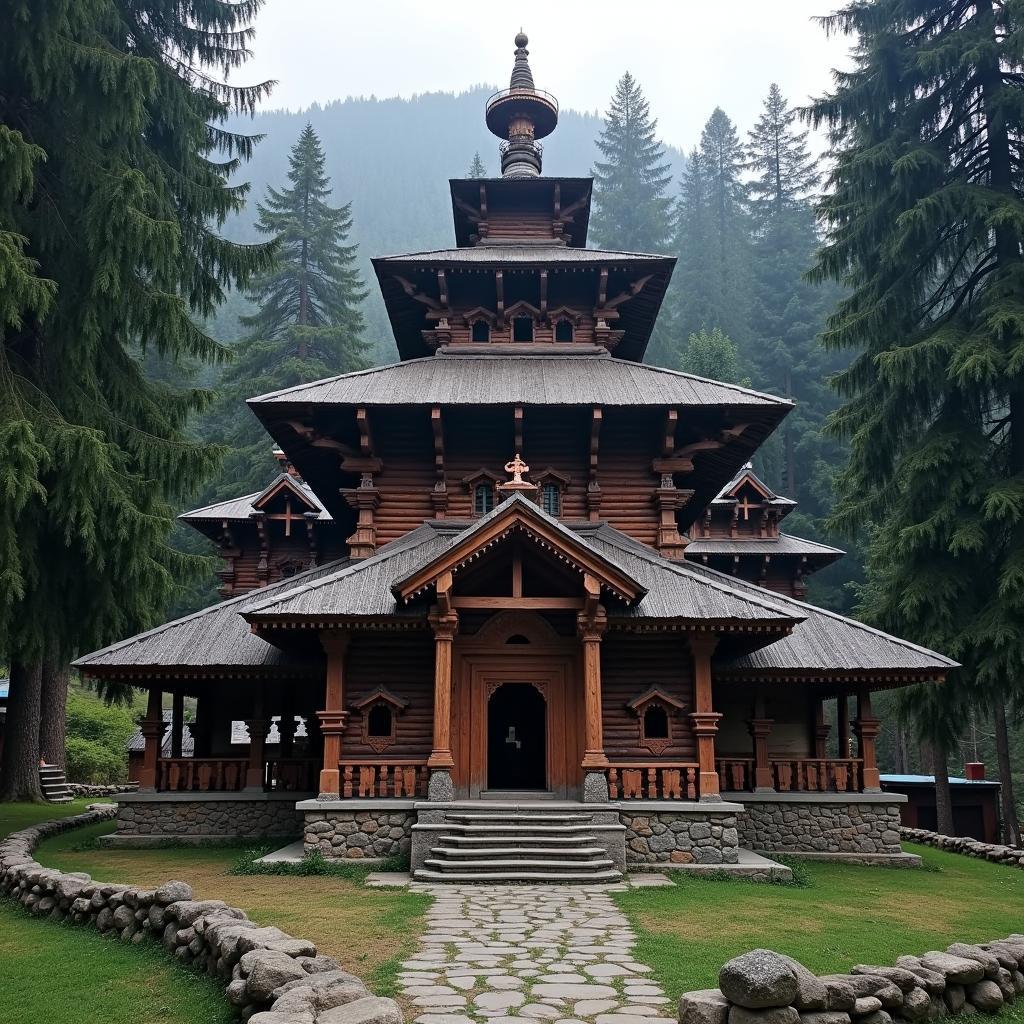 Hidimba Devi Temple surrounded by cedar forest in Kullu, Himachal Pradesh