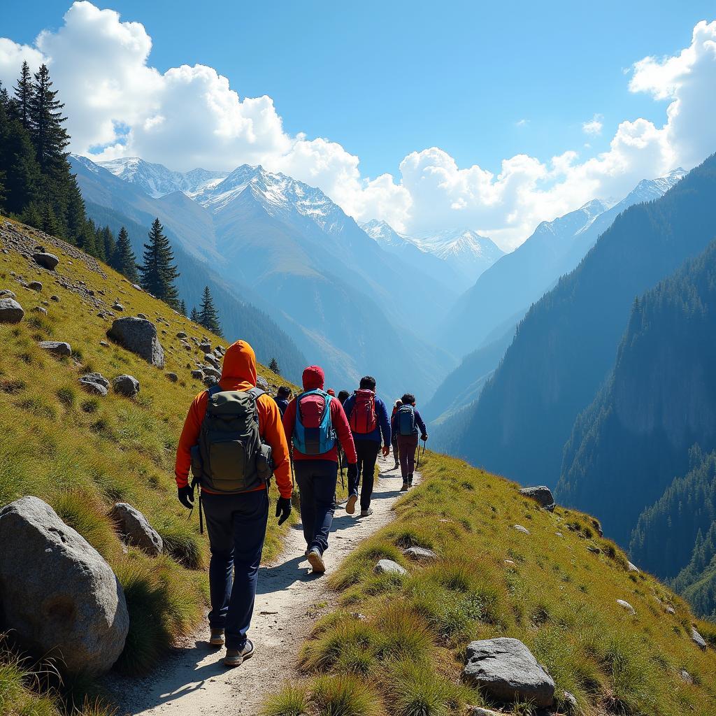 Group of hikers on a Himachal Yatra tour