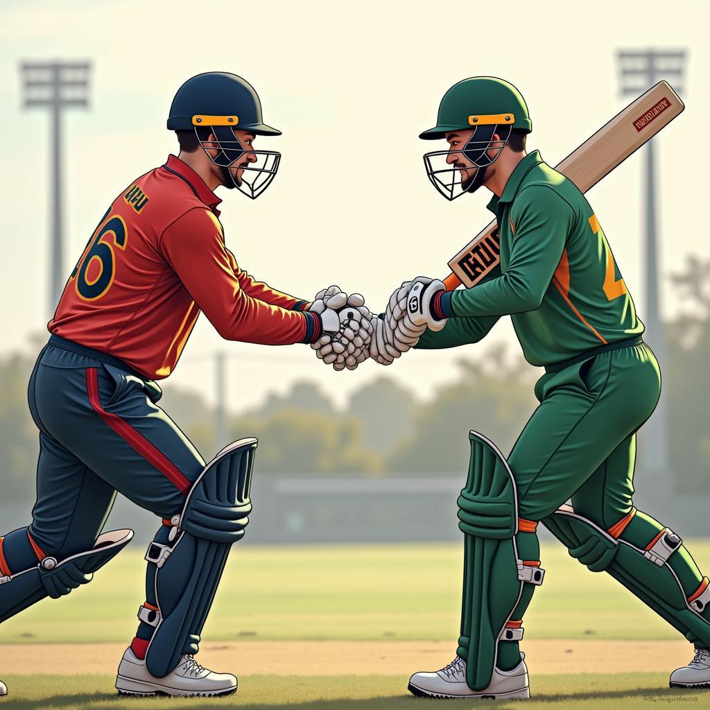 India and Australia players shaking hands after the match, showcasing mutual respect and sportsmanship.