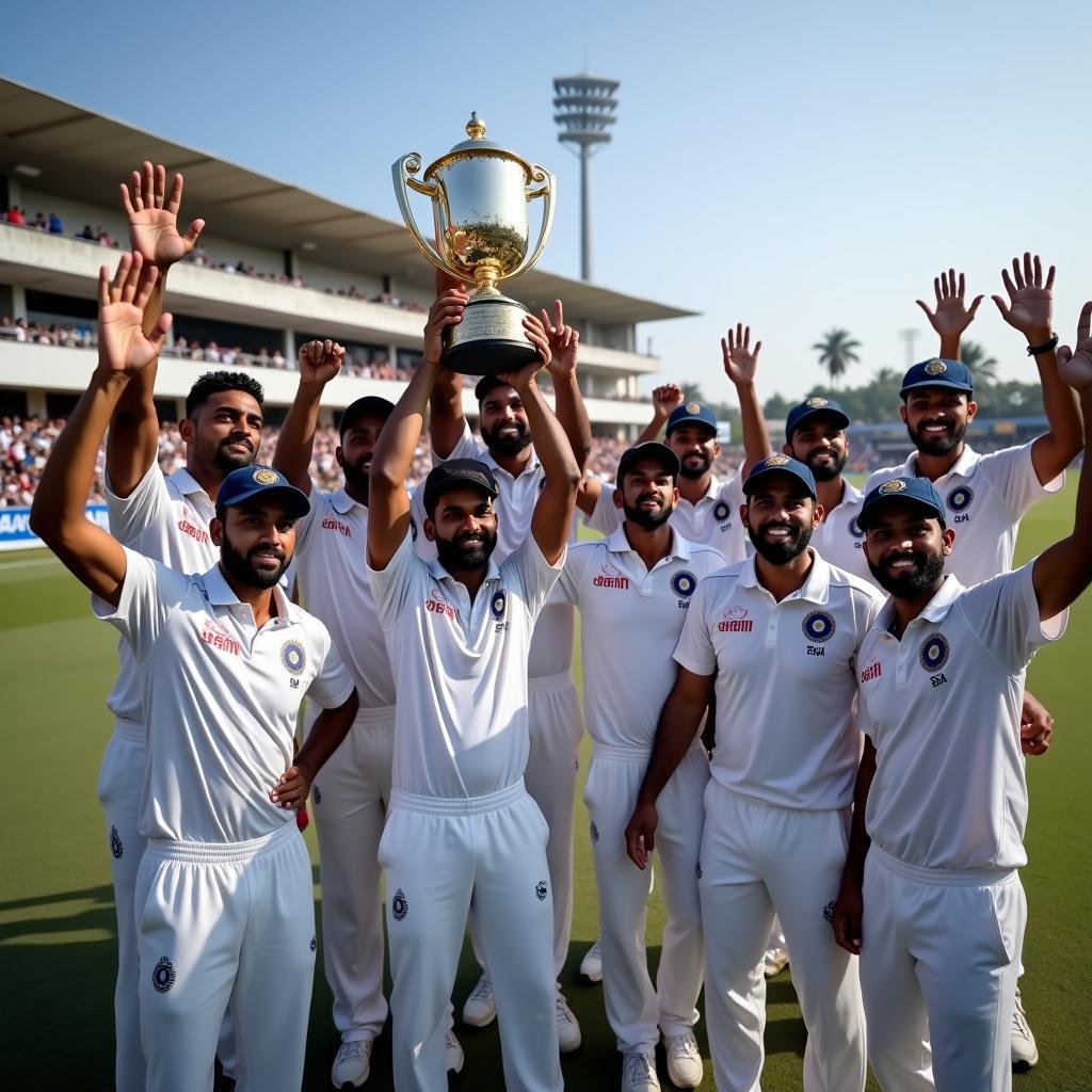 India celebrates Test Series victory in Sri Lanka 2015