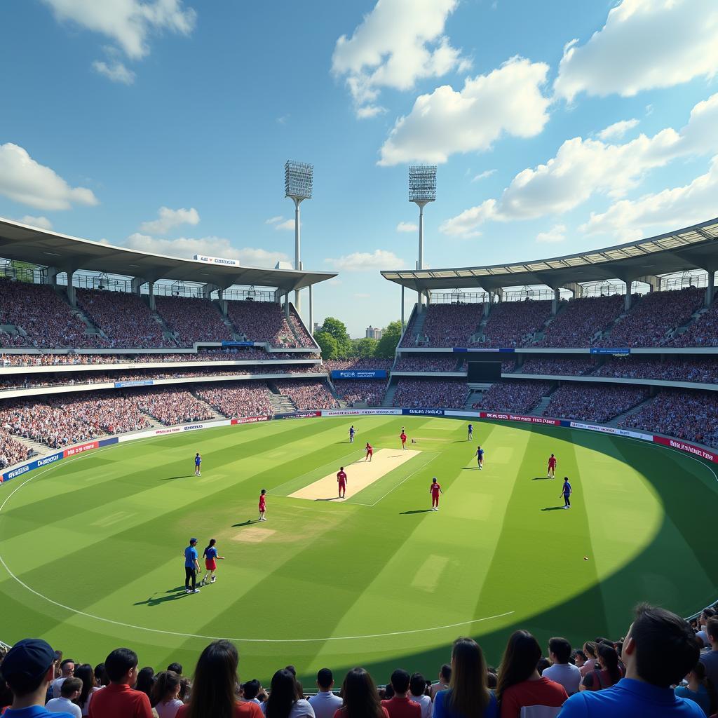 India Women's Cricket Team playing at a stadium in England