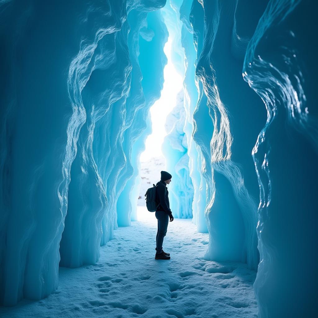 Mesmerizing Blue Ice Formations Inside an Icelandic Crystal Ice Cave