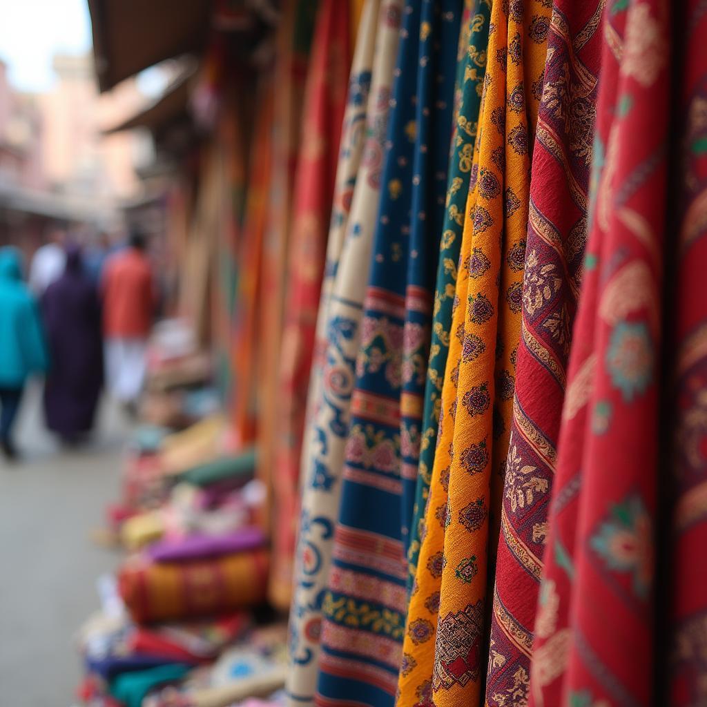 Vibrant textiles in a Jaipur local market