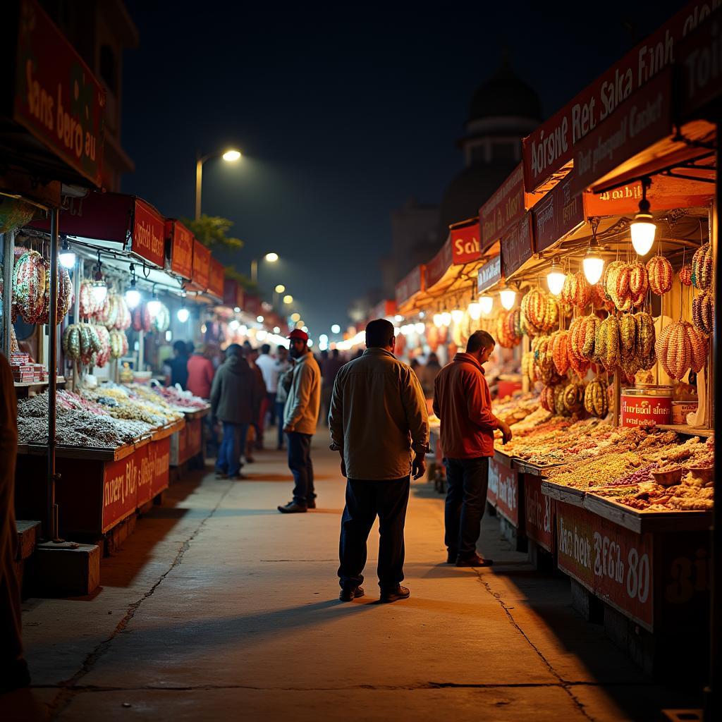 Jaipur night market bustling with activity