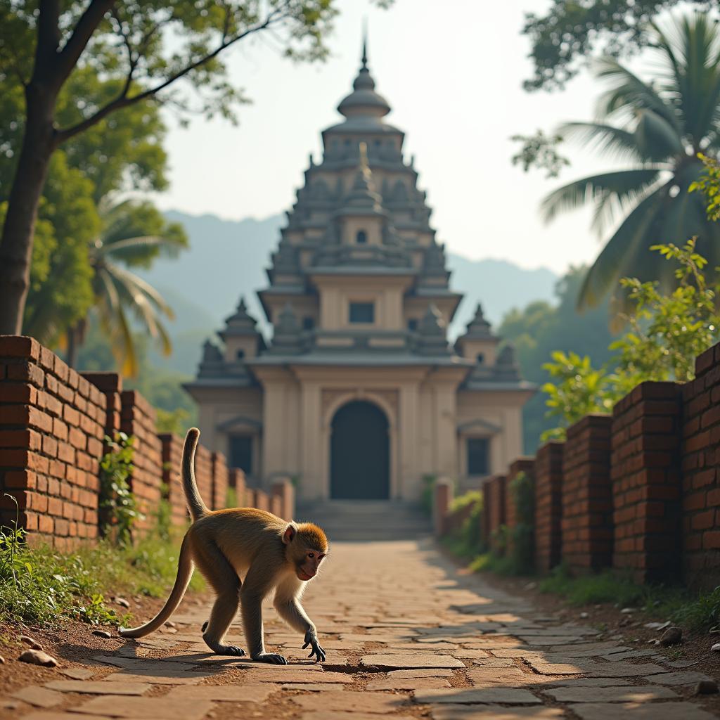 Jakhoo Temple with Monkey in Foreground