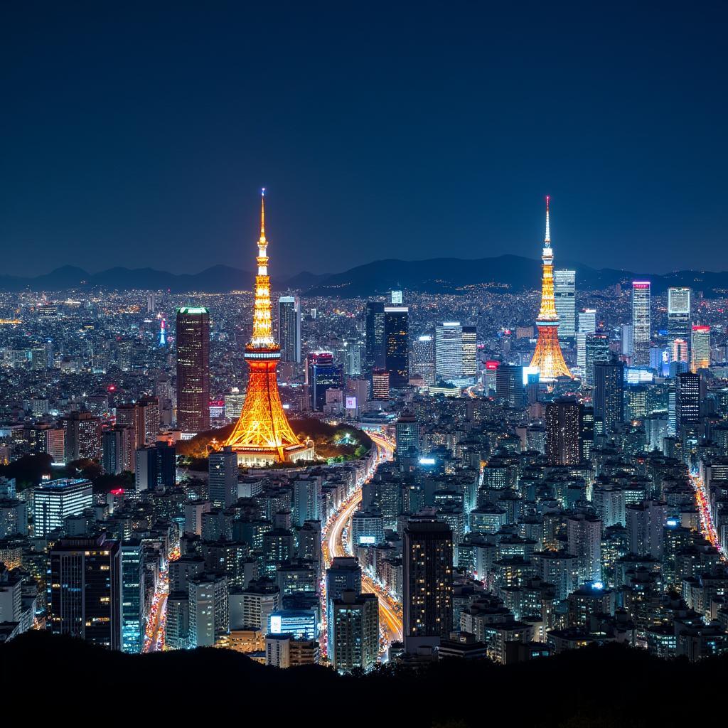 Tokyo Skyline at Night with Aeronet Tours