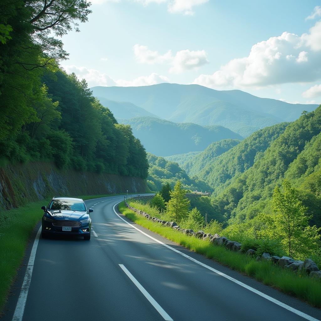 Scenic Driving Route in Rural Japan