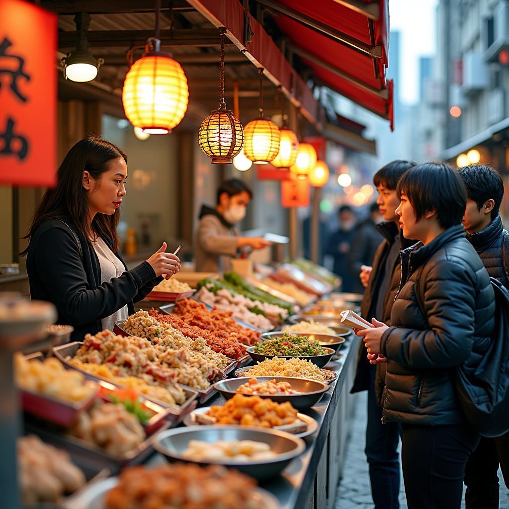 Exploring the vibrant street food scene in Tokyo with a local guide