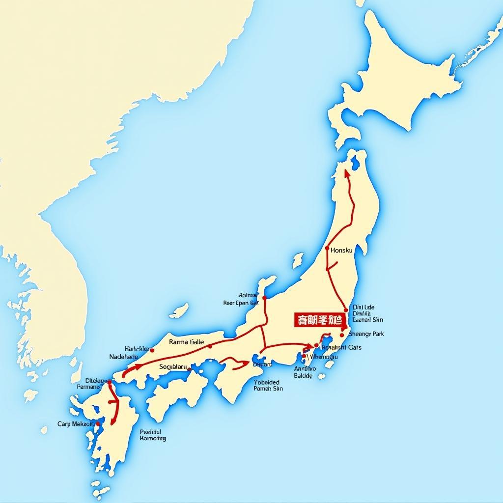 Japan Four Island Tour Map