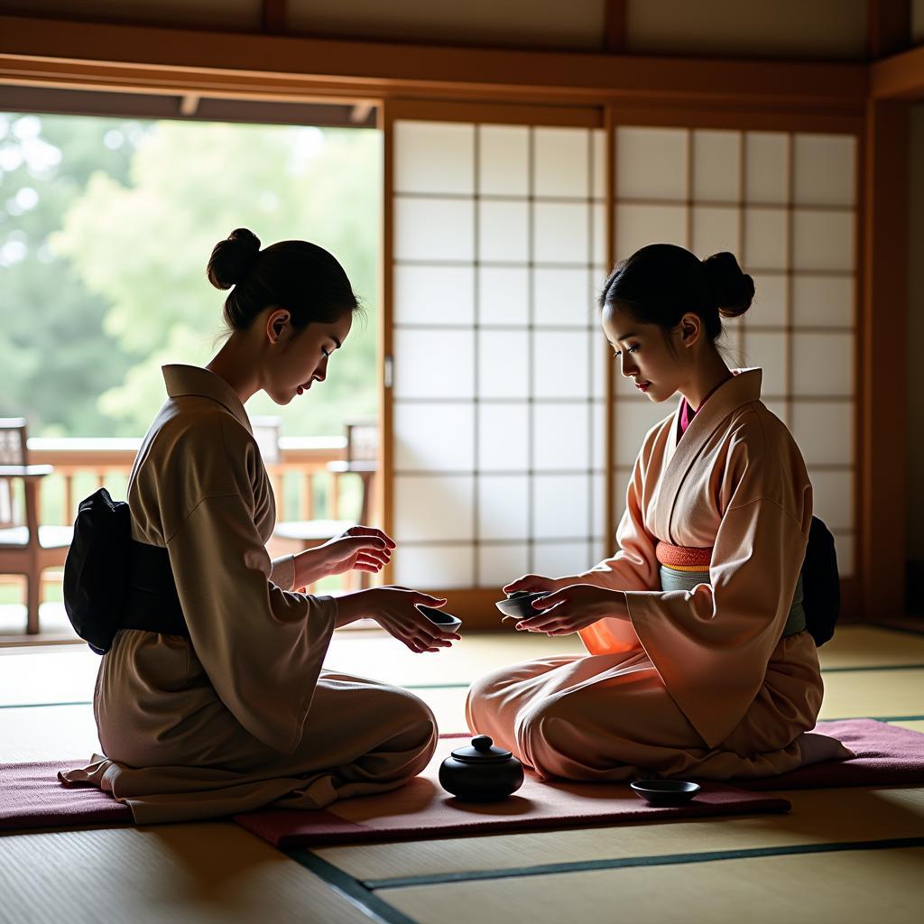 Traditional Japanese tea ceremony in Kyoto.