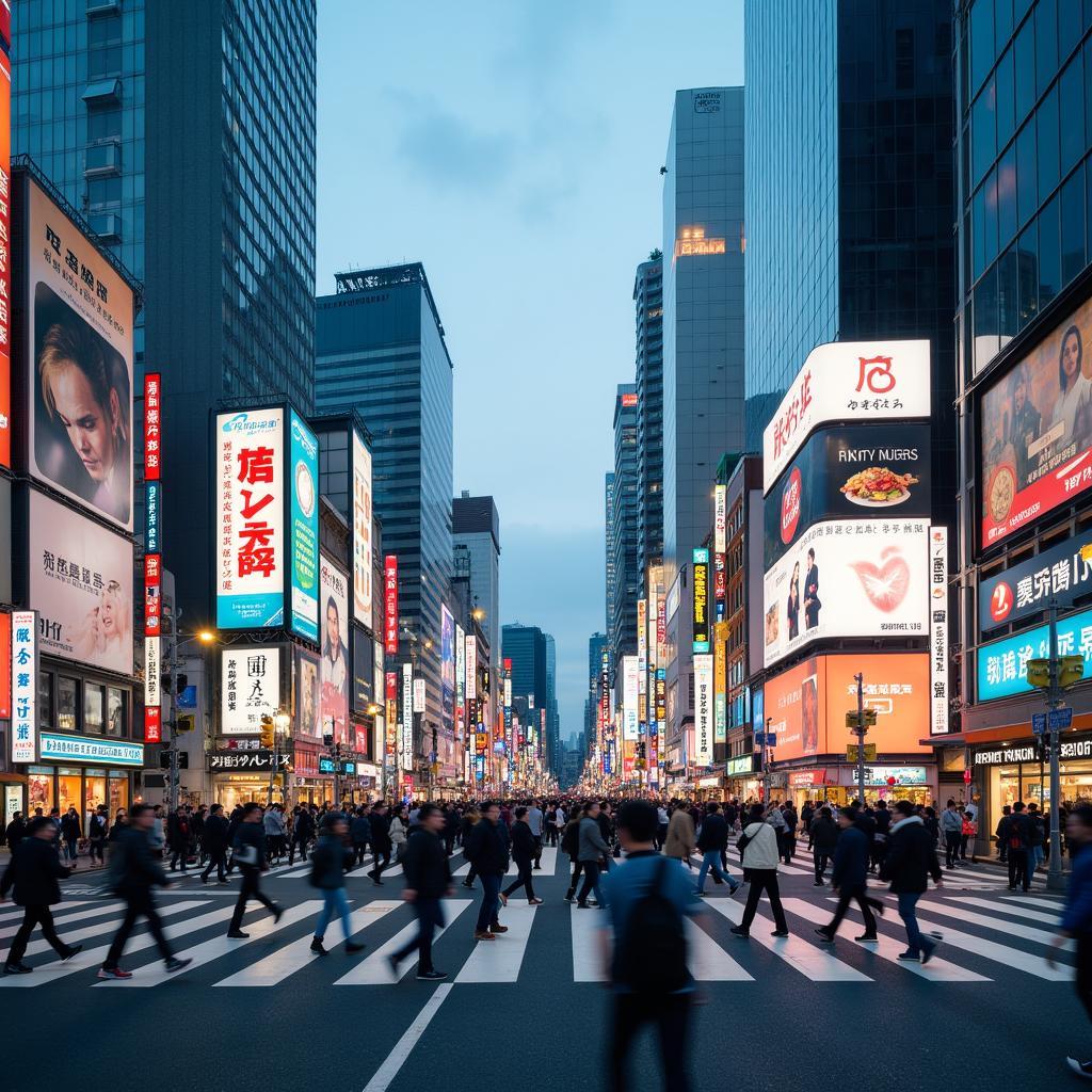 Tokyo's Shibuya Crossing: Experience the energy of Tokyo at the iconic Shibuya Crossing, the world's busiest intersection, surrounded by vibrant billboards and bustling crowds.