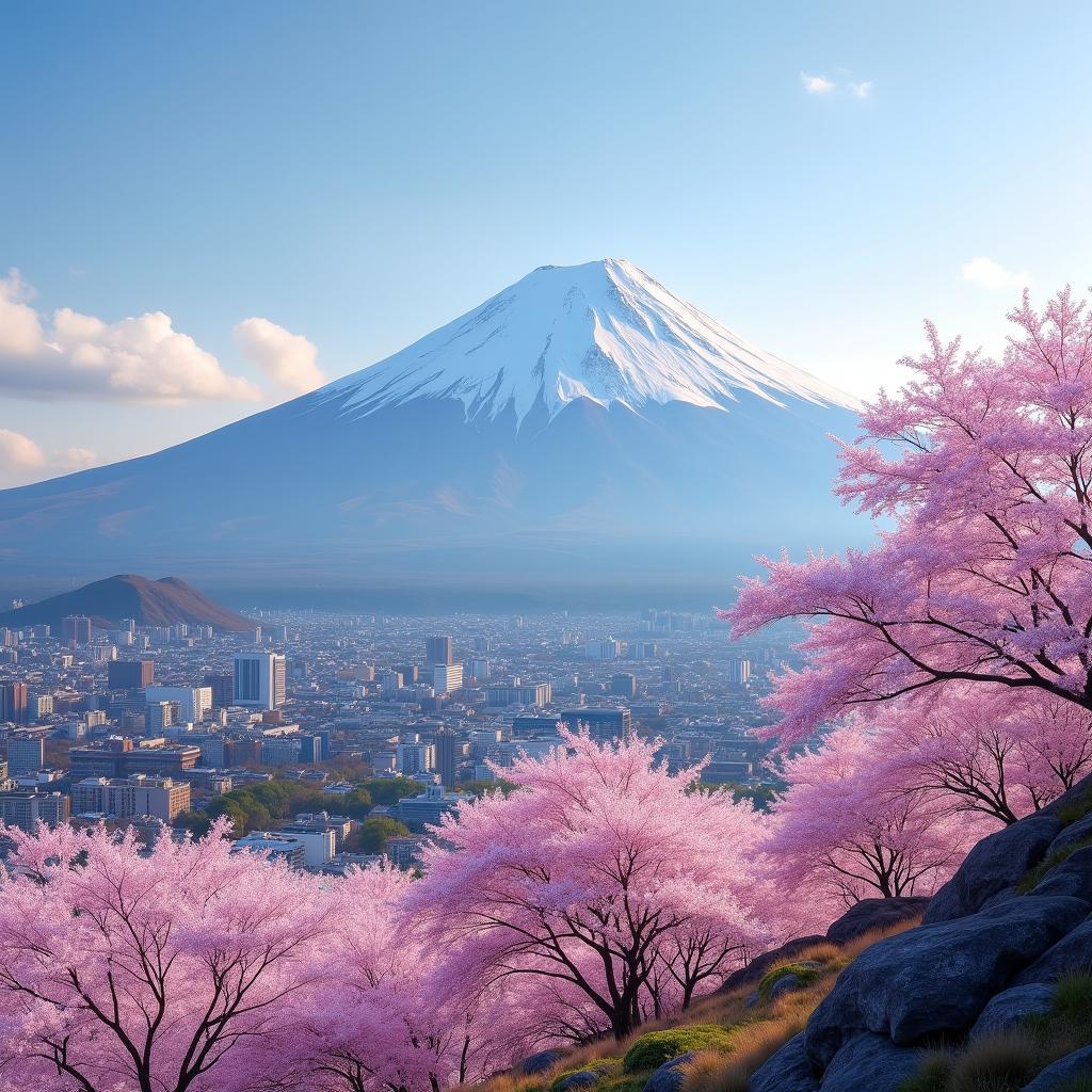 Mount Fuji with Cherry Blossoms