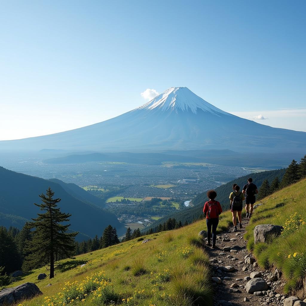 Hiking in Japan with Mount Fuji View