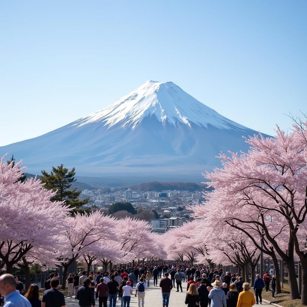 Experiencing the breathtaking beauty of Mount Fuji during cherry blossom season