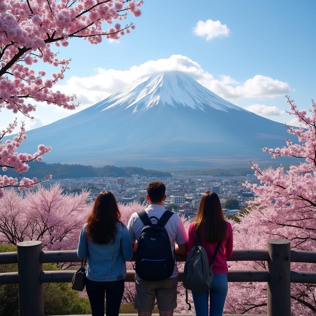 Viewing Mount Fuji on a Package Tour