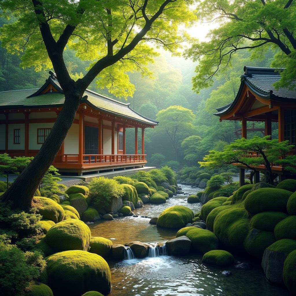 Peaceful Japanese Temple Garden