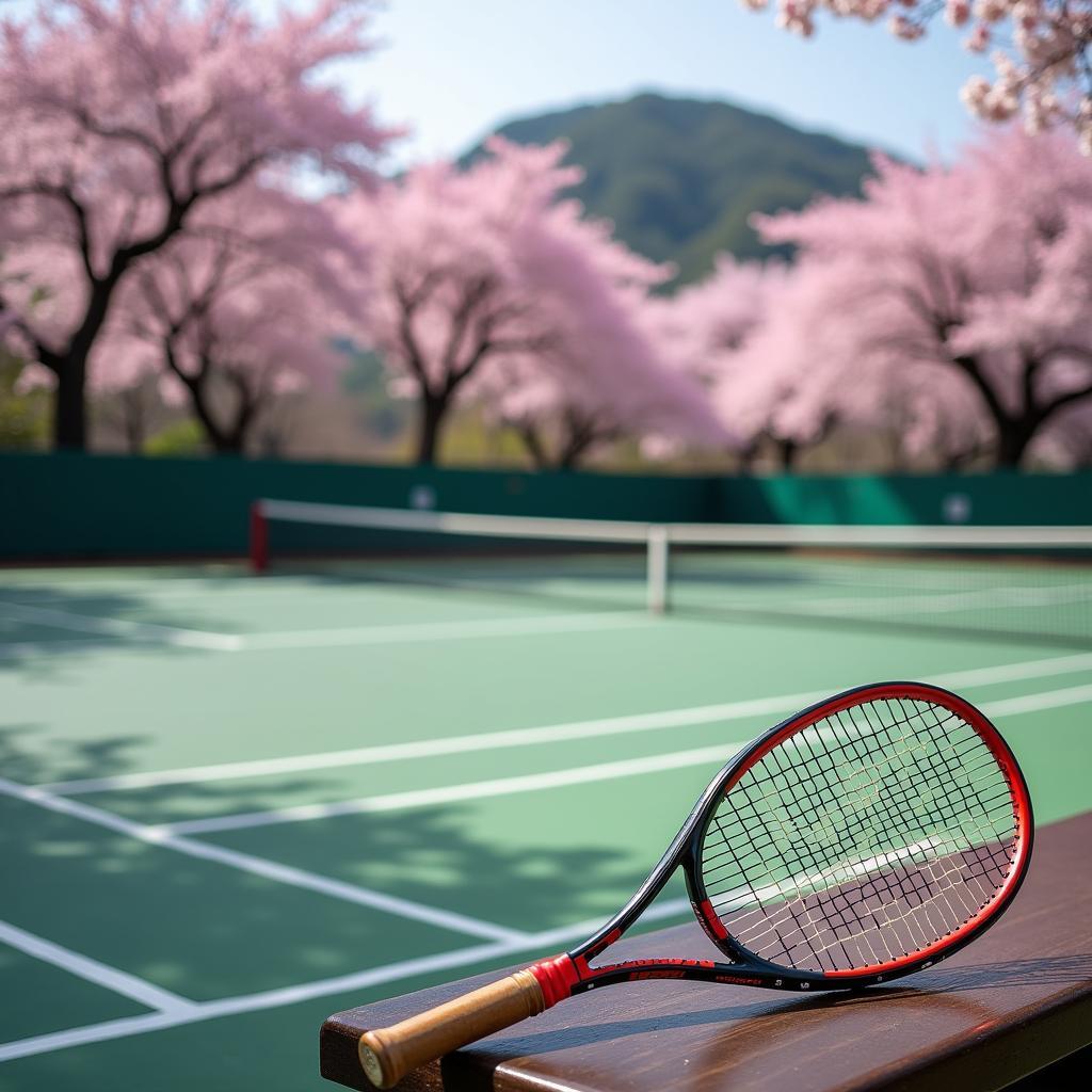 Japanese Tennis Courts with a Wilson Tour 95 Racket