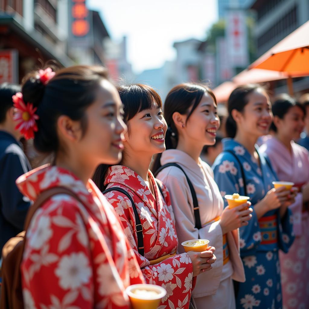 Japan Tour Group Enjoying Traditional Festival