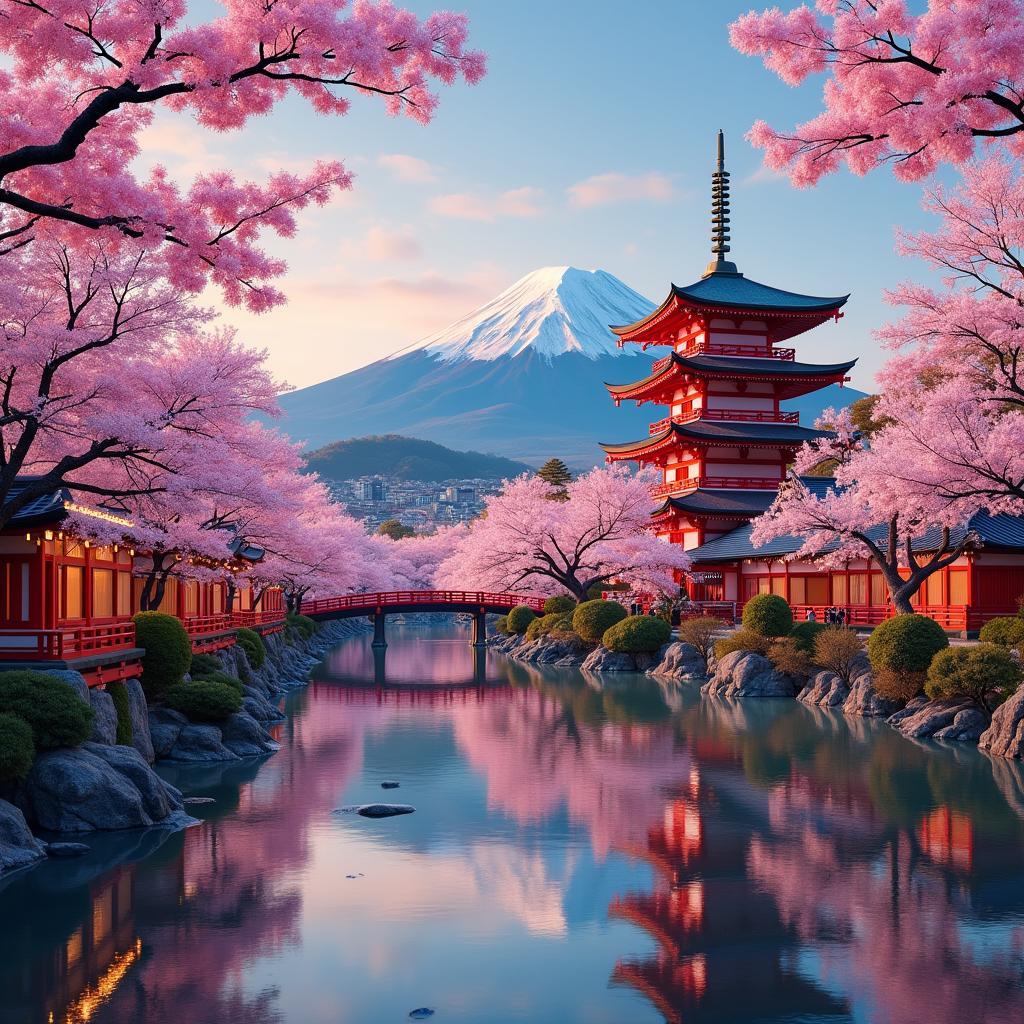 Japan travel often features stunning images of cherry blossoms and vibrant Tokyo streets.