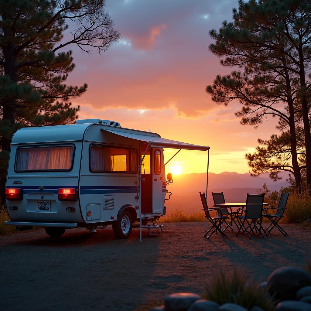 Enjoying a Japanese Sunset from your Caravan Campsite