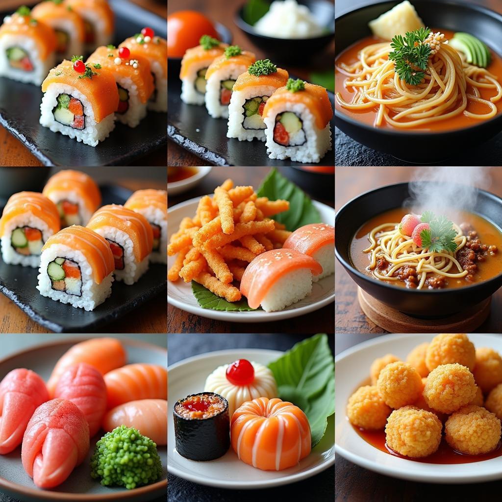 Variety of Japanese Cuisine: Sushi, Ramen, and Tempura