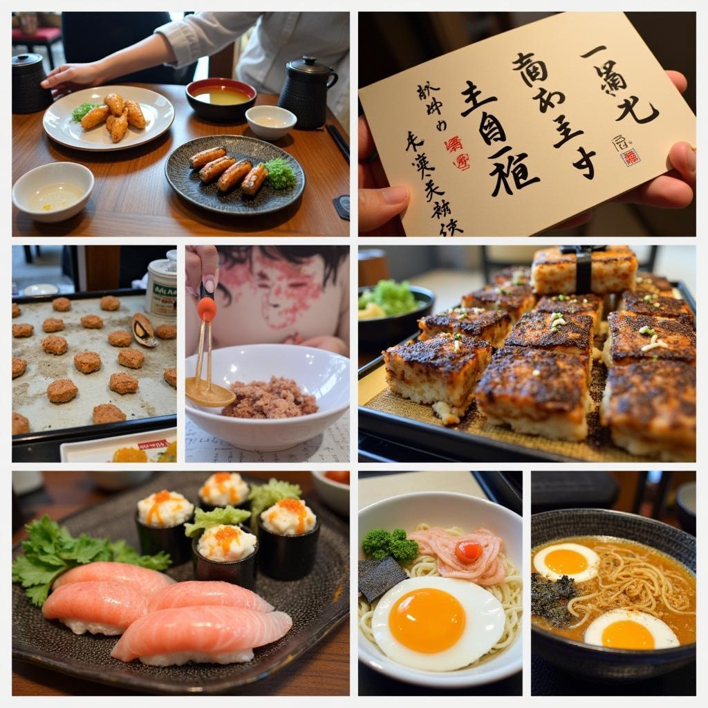 Exploring Japanese Culture and Cuisine: Visual representation of various aspects of Japanese culture, such as tea ceremonies, traditional arts, and diverse culinary delights.