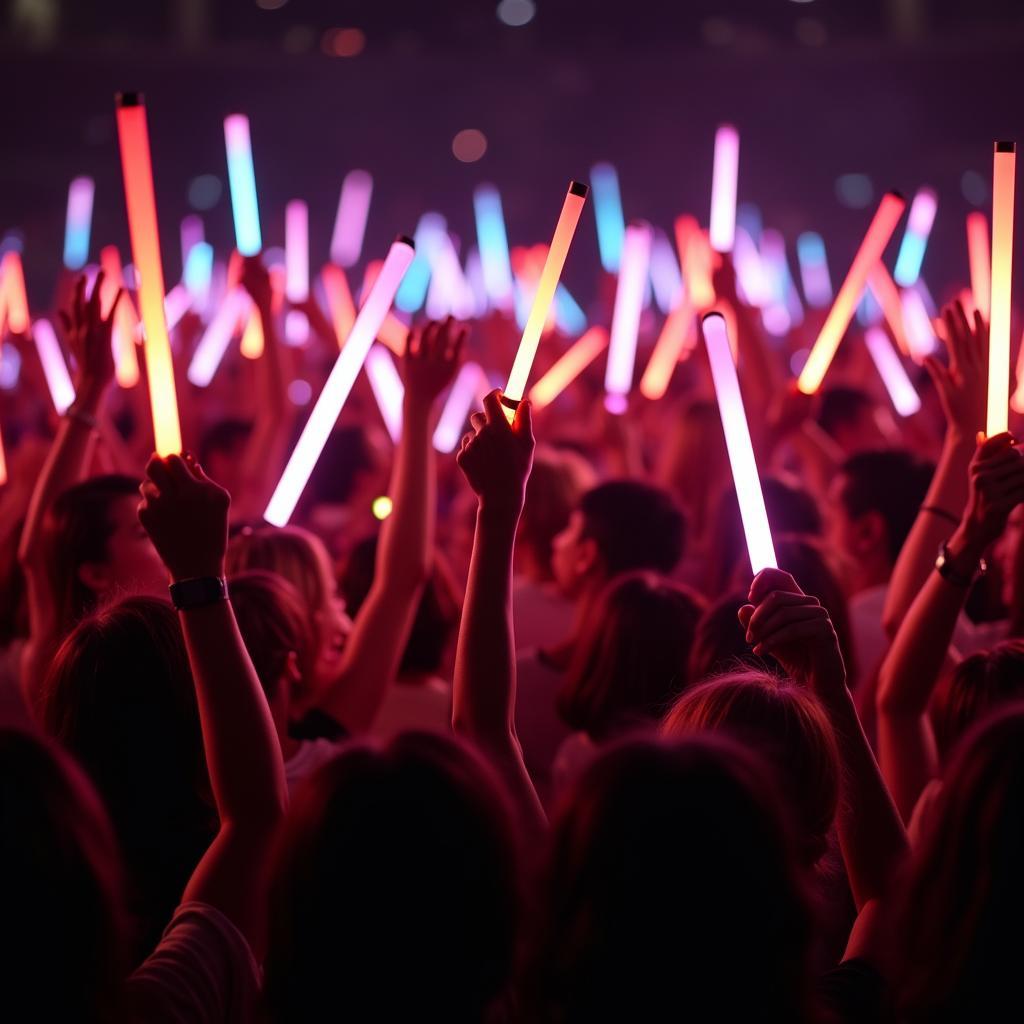 Japanese fans at a Beyonce concert waving lightsticks