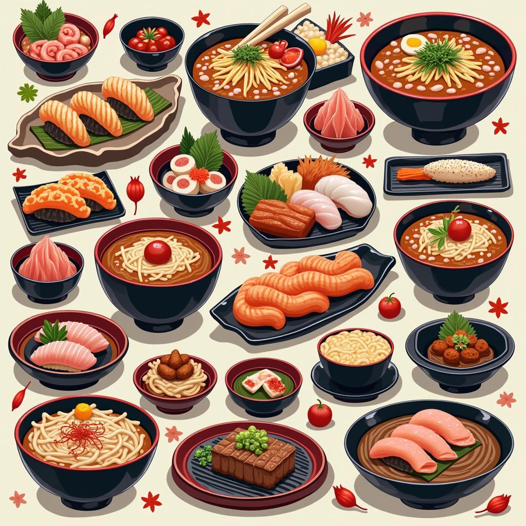 Variety of Japanese Dishes