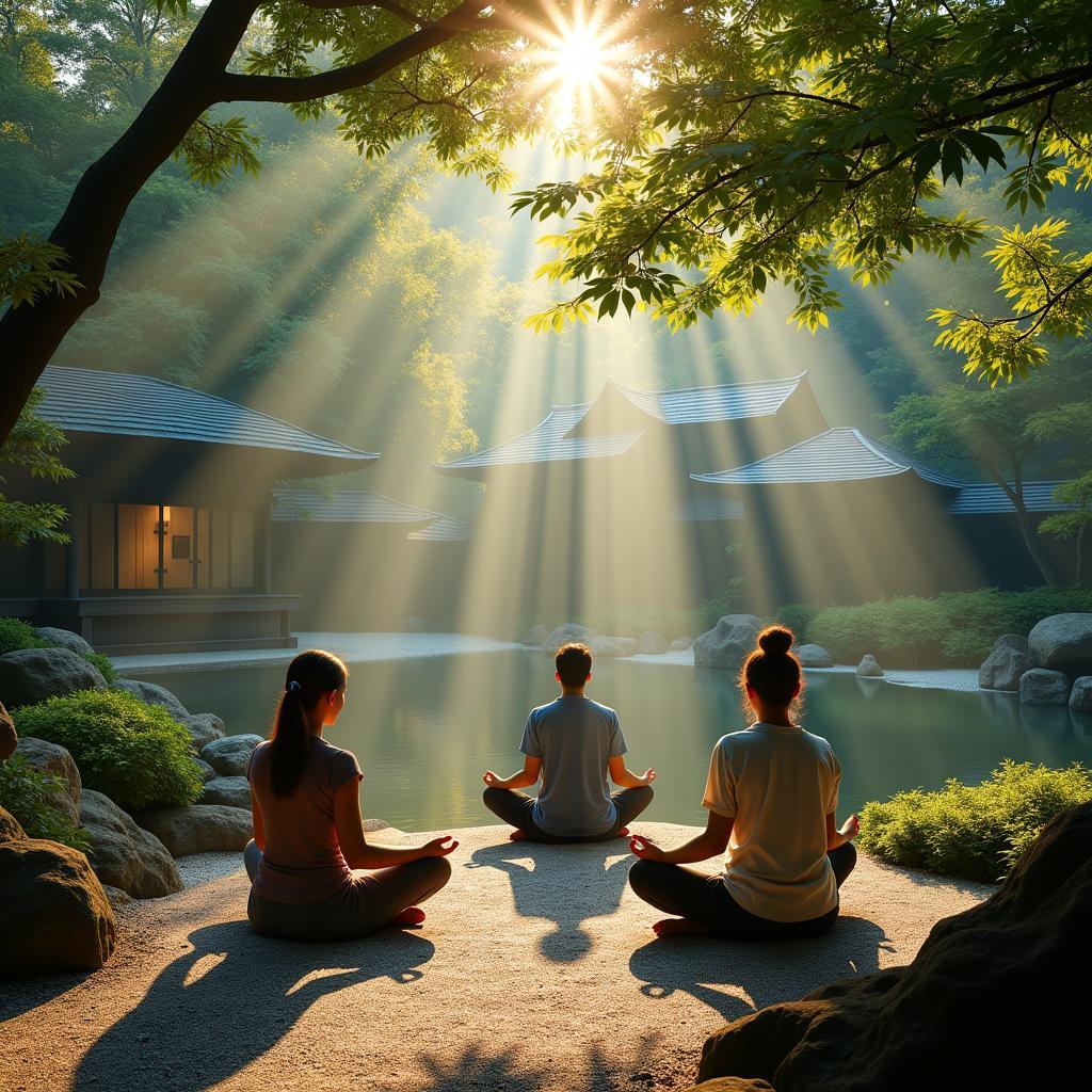 Meditating in a Japanese Garden During an ISKCON Tour