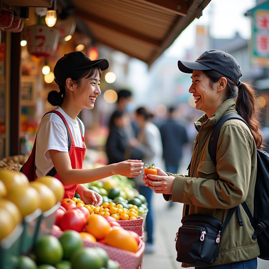 Interaction with Locals at Japanese Market