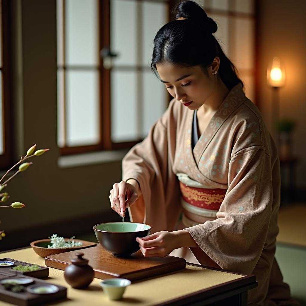 Participating in a traditional Japanese tea ceremony