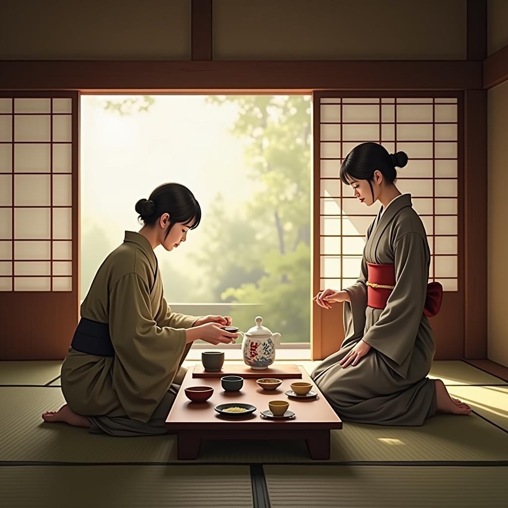 Traditional Japanese Tea Ceremony in a Ryokan