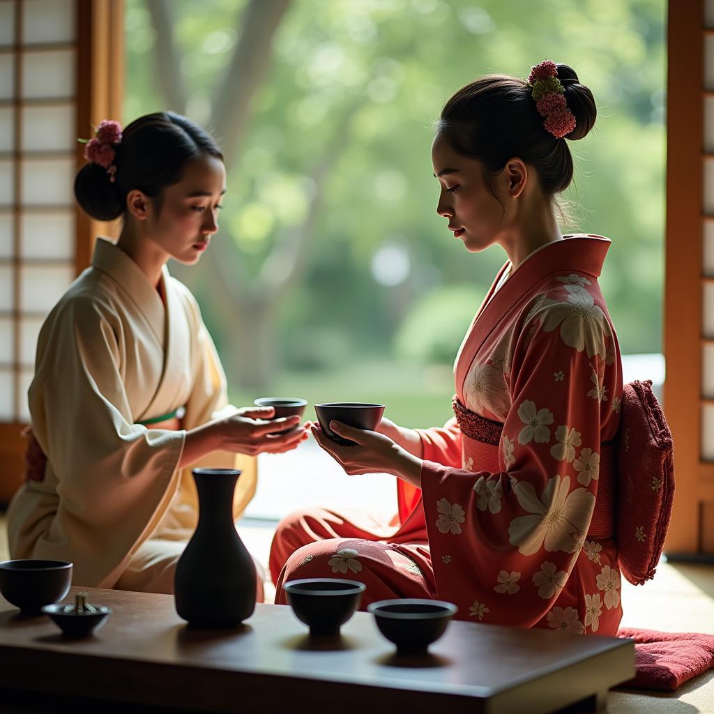 Japanese Tea Ceremony with Traditional Kimono