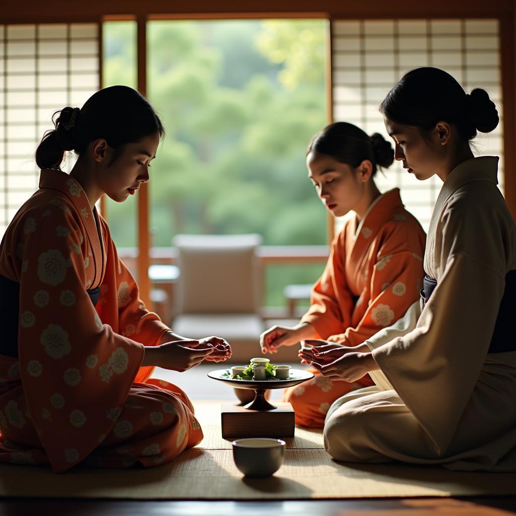 Japanese Tea Ceremony in Traditional Kimono