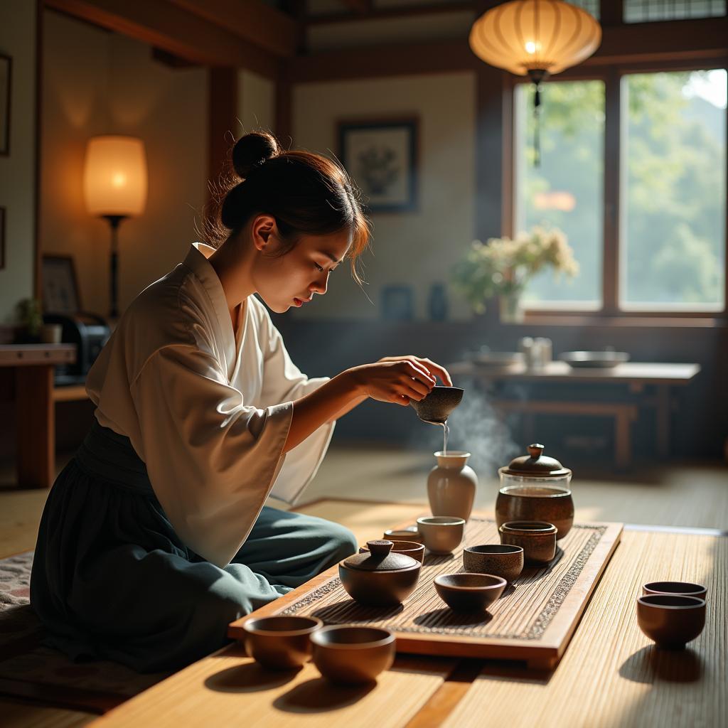 Japanese Tea Ceremony in a Traditional Setting