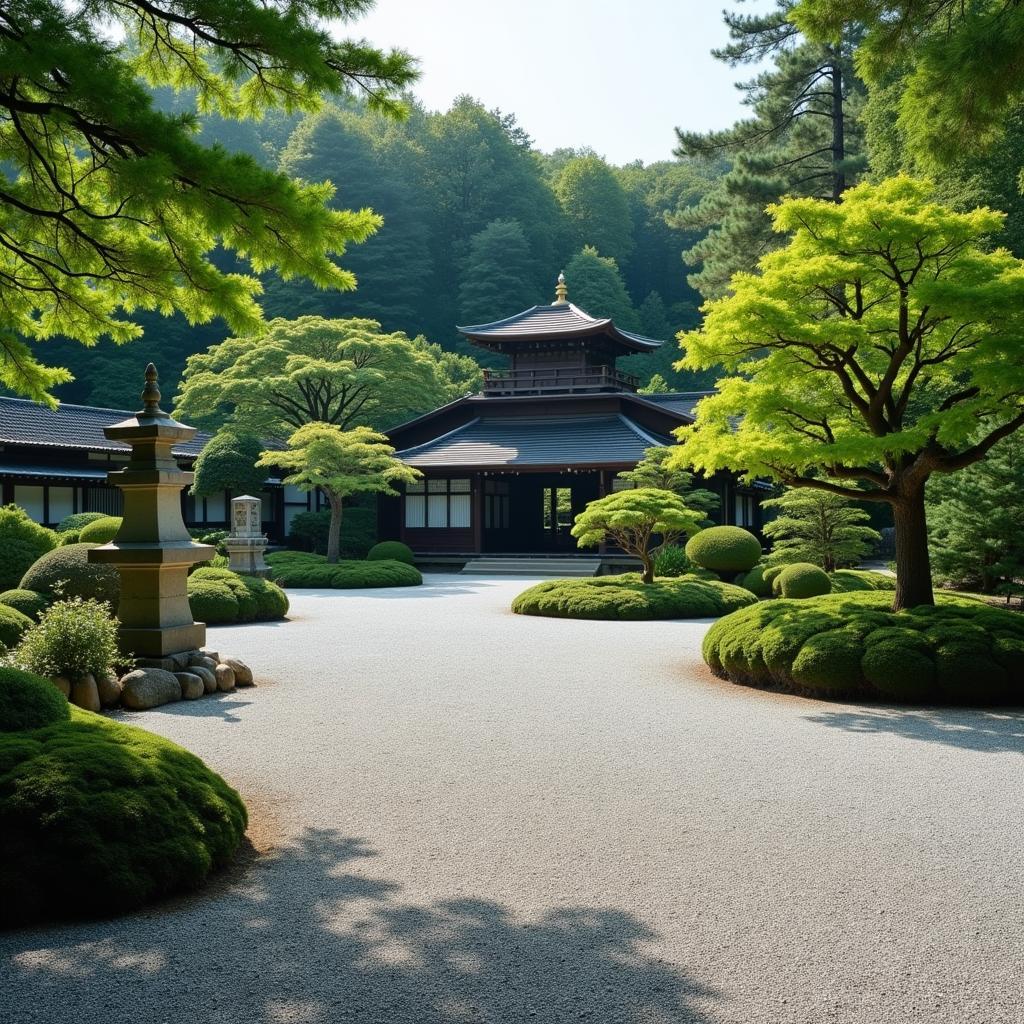 Tranquil Japanese Temple Garden in Kyoto