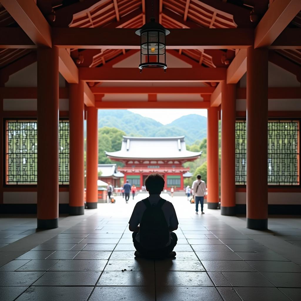 Peaceful Contemplation at a Japanese Temple