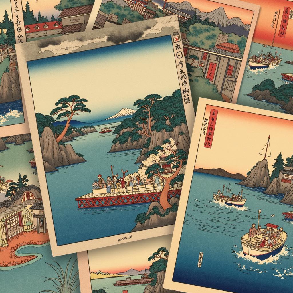 Japanese Ukiyo-e prints on display during the Louvre virtual tour