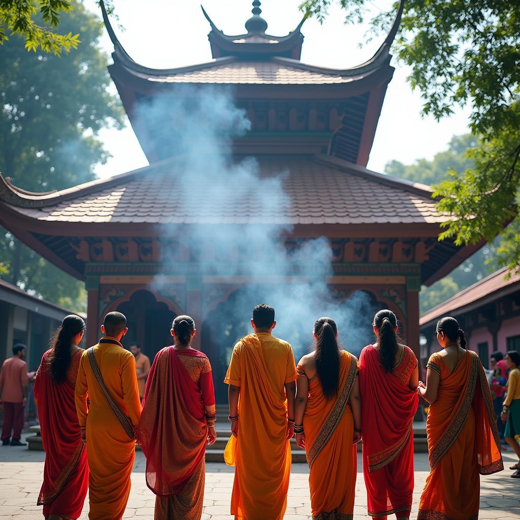 Pilgrims visiting a traditional Japanese temple during a jatrik tour programme