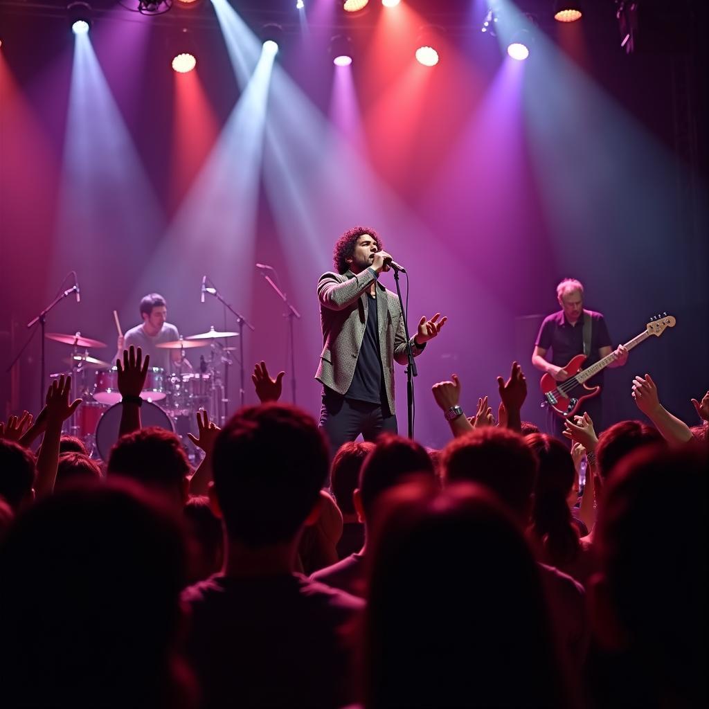 Jon Lajoie performing live on stage in a Tokyo venue.