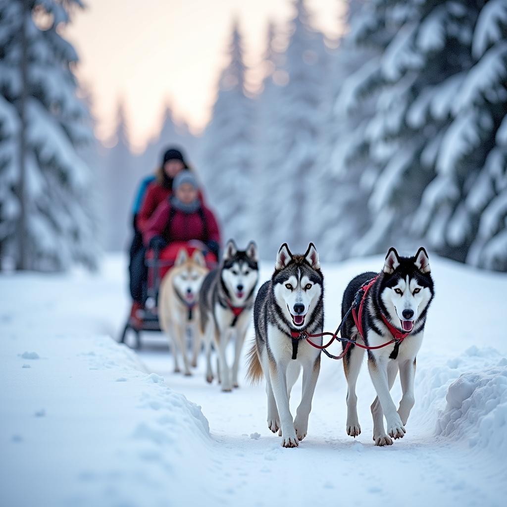 Kakslauttanen Winter Activities - Husky Sledding