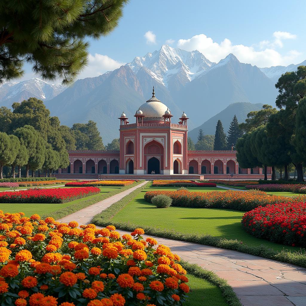 Mughal Gardens in full bloom, Kashmir