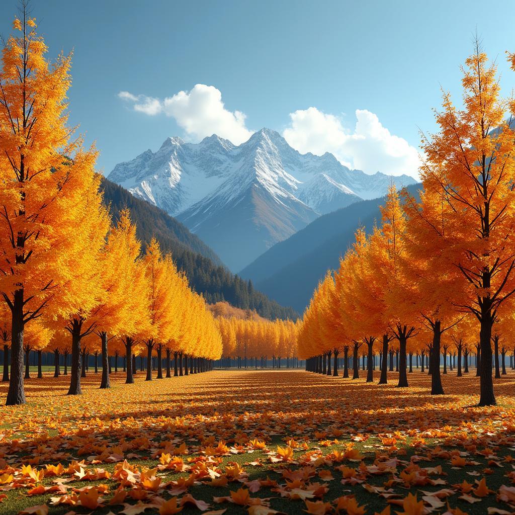 Golden Chinar Trees in Kashmir during October