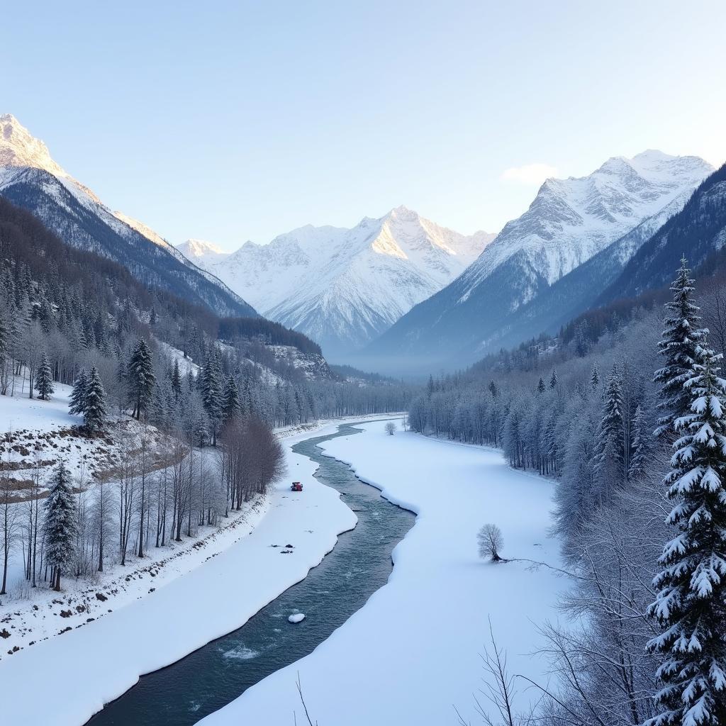 Winter Landscape of Sonamarg, Kashmir