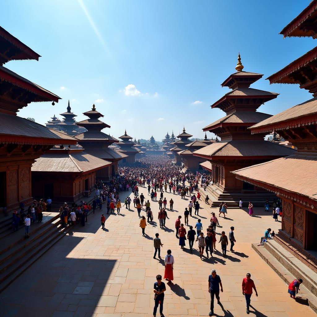 Kathmandu Durbar Square, a UNESCO World Heritage Site, showcasing intricate Nepali architecture.