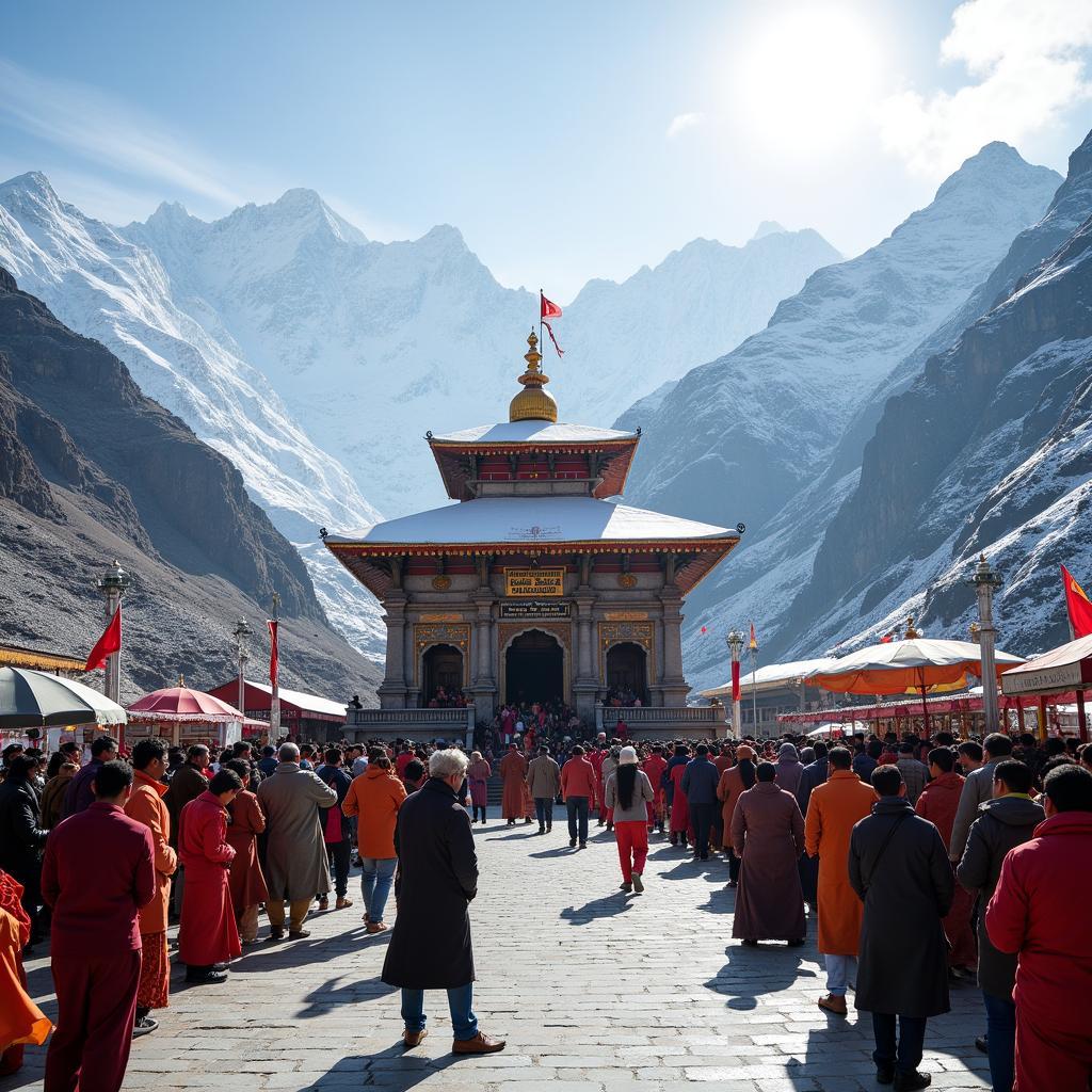 Devotees at Kedarnath Temple