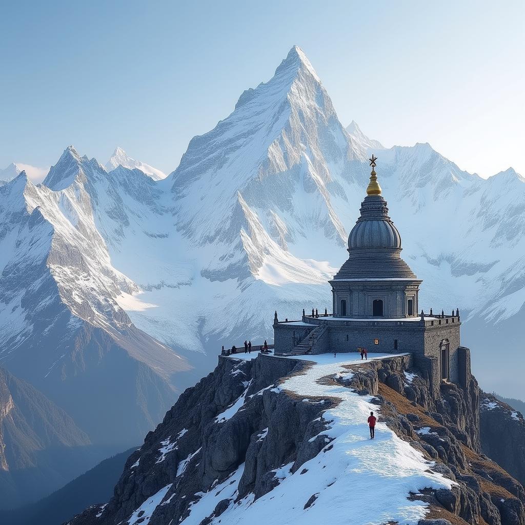 Kedarnath Temple amidst Snow-Capped Mountains