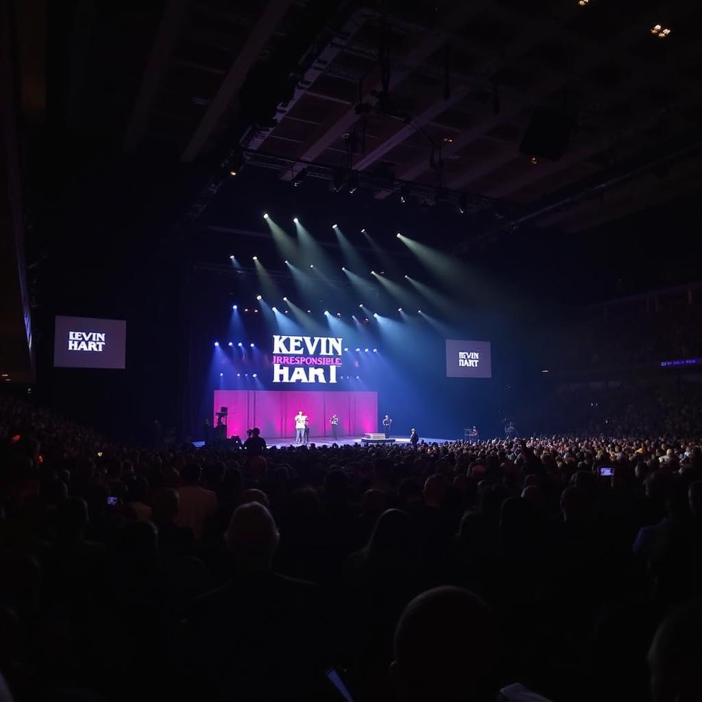 Kevin Hart performing on stage during his Irresponsible Tour, available on Netflix.