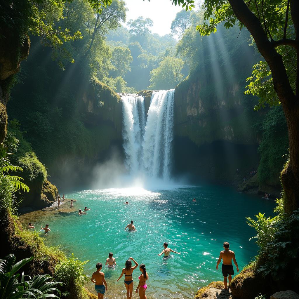 Swimming in Krabi Waterfall