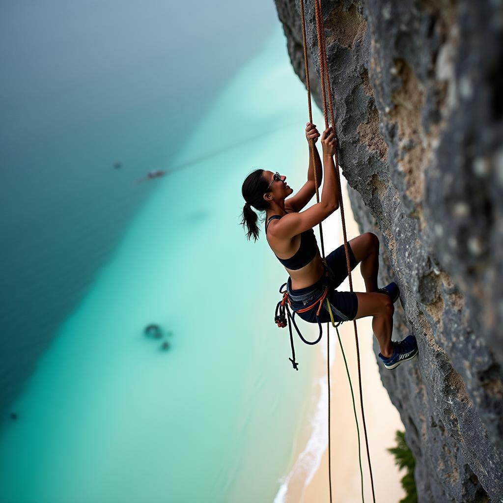 Rock climbing at Railay Beach in Krabi